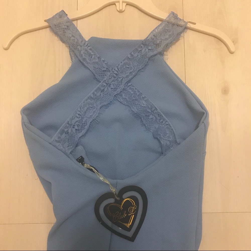 NWT light blue open back lace maxi dress - Picture 4 of 4
